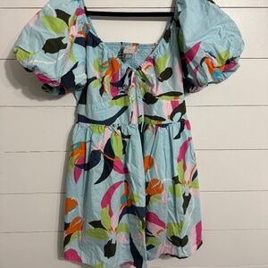 Teal Blue Multi-Colored Party Dress